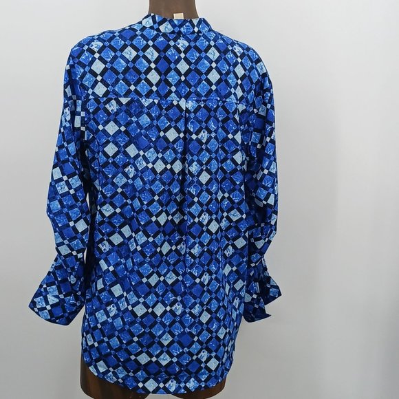 MICHAEL KORS BLUE/BLACK TOP LONG SLEEVE SIZE MEDIUM - Picture 9 of 10